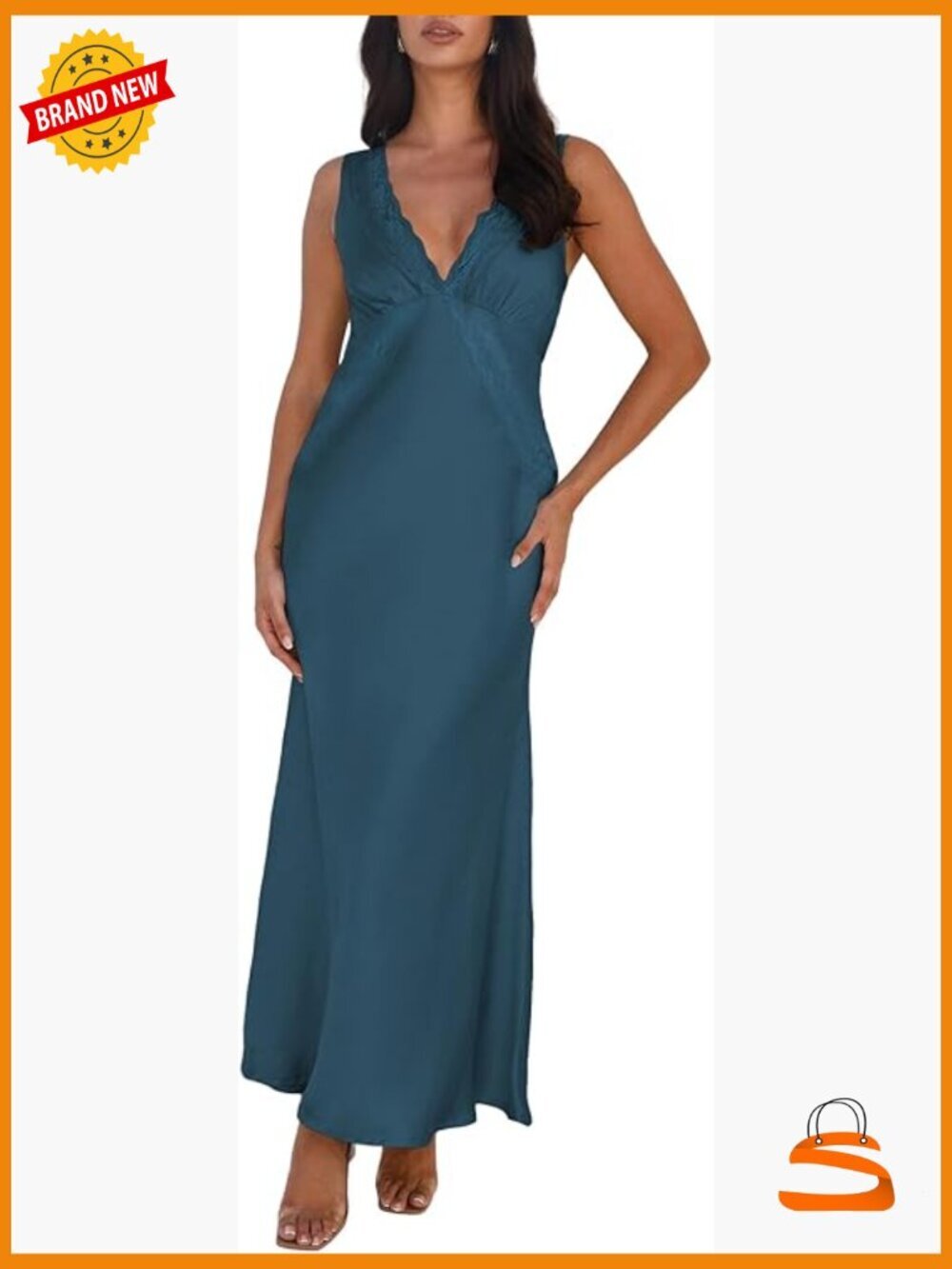 Elegant Satin V-Neck Backless Maxi Dress Sleeveless Cocktail Party